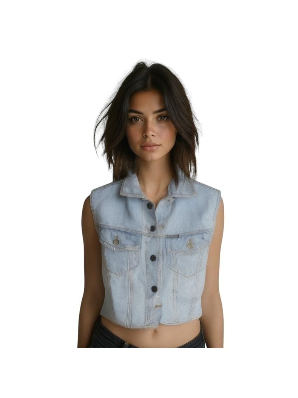 Vintage Light Wash Denim Vest Medium